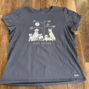 Life is Good gray dog lover t-shirt xxl